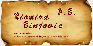 Miomira Binjović vizit kartica